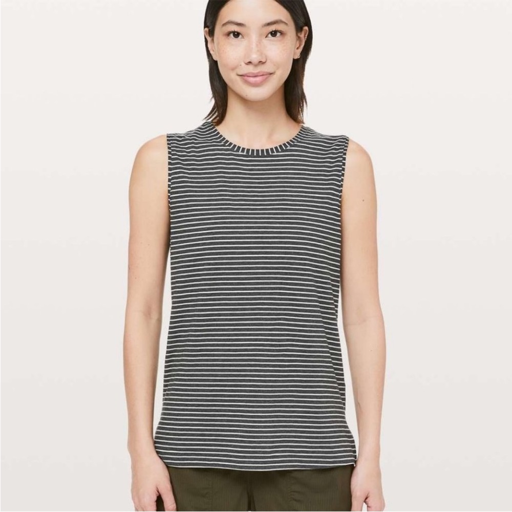 STYLE&co French top stripes black white tank shirt cotton